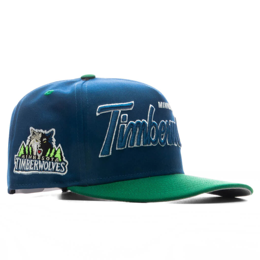 9FIFTY A Frame Curved Hardwood Classics Script Snapback Minnesota Timberwolves