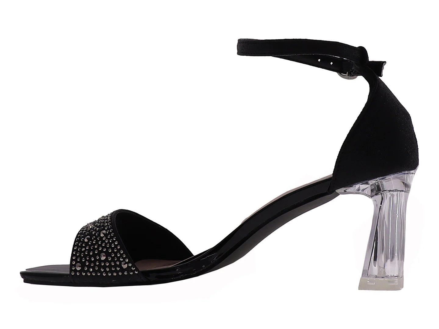 Sandalias Roze Negro con Pedrería para Mujer