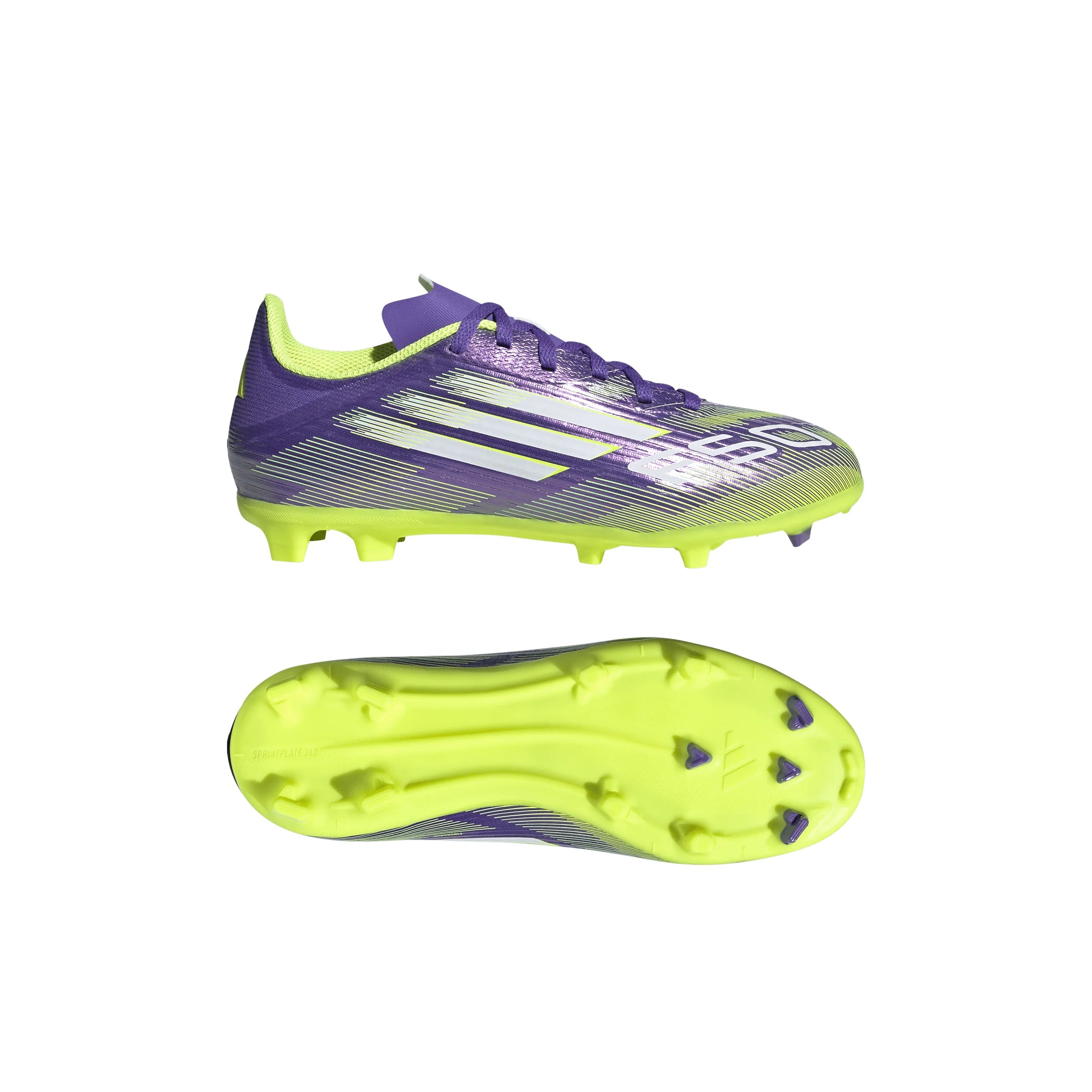 adidas F50 League Firm Multi Ground Soccer Cleats Kids Purple White Lemon