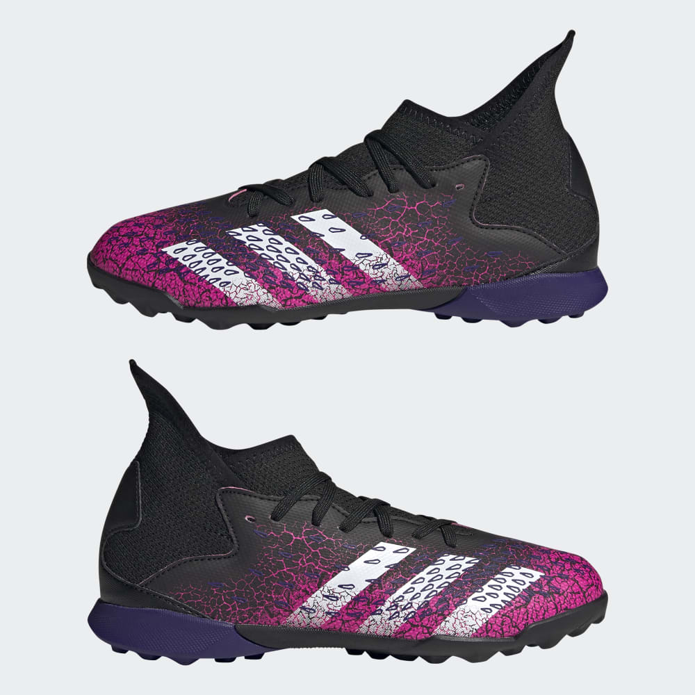 adidas Kids Predator Freak 3 TF J Turf Football Boots Core Black Cloud White Shock Pink