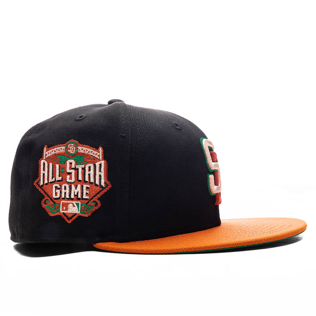 FEATURE x New Era 59FIFTY Fitted SD Padres Cooperstown Black Fight Orange Twill Green