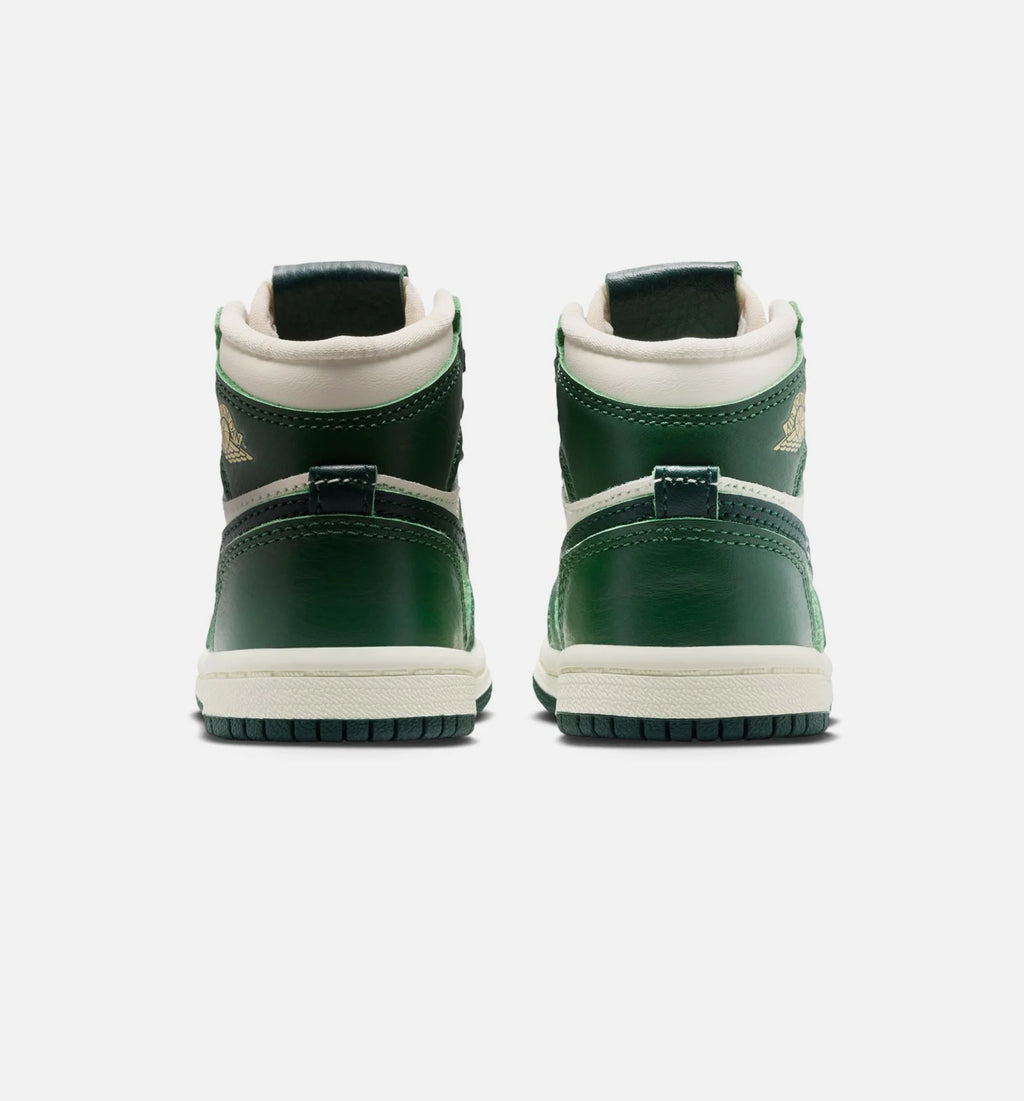 Air Jordan 1 Retro High OG Pro Green Infant Toddler Lifestyle Shoe Pale Ivory Pro Green Fir Coconut Milk Free Shipping