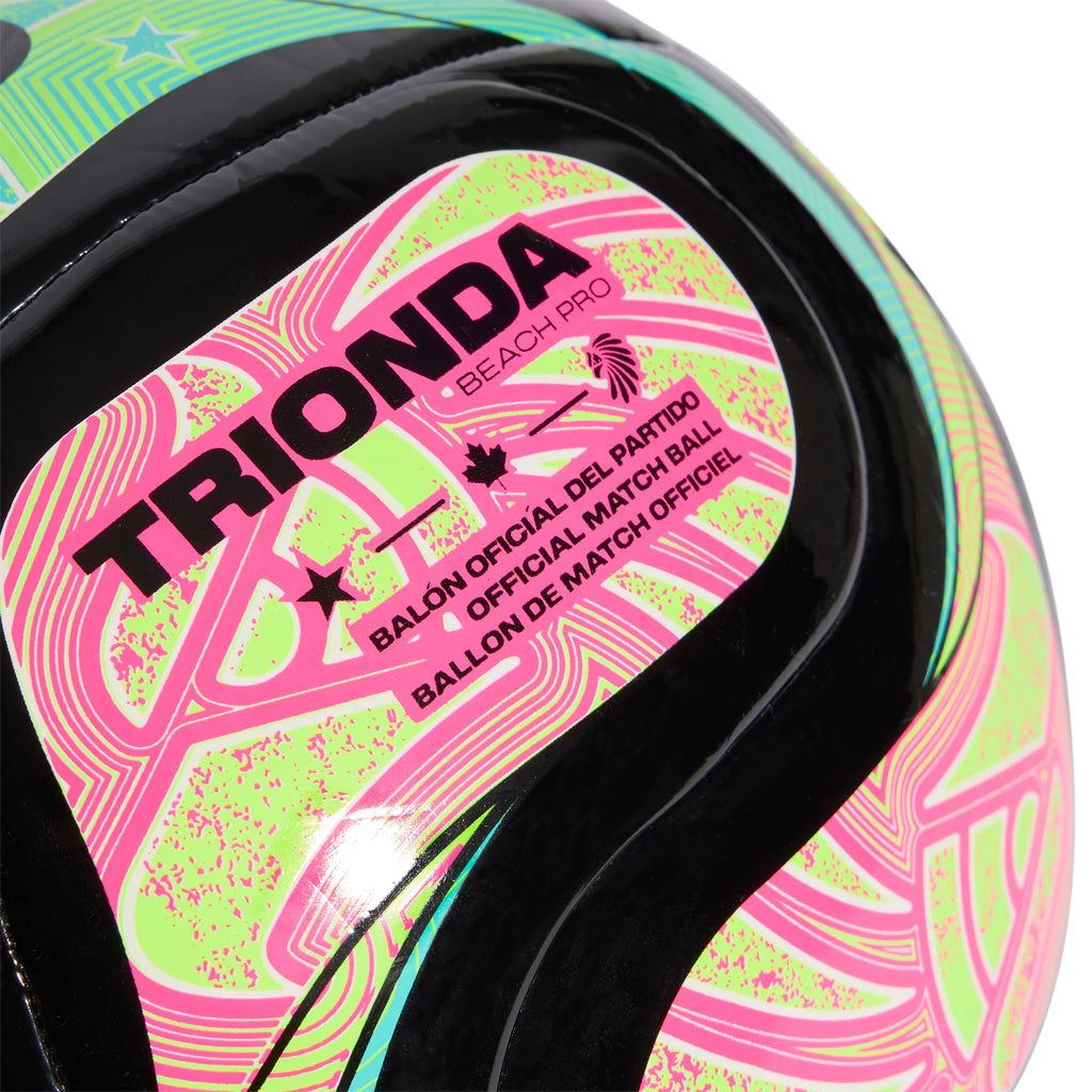 adidas World Cup 26 Trionda Pro Beach Soccer Ball Black Pink Lemon