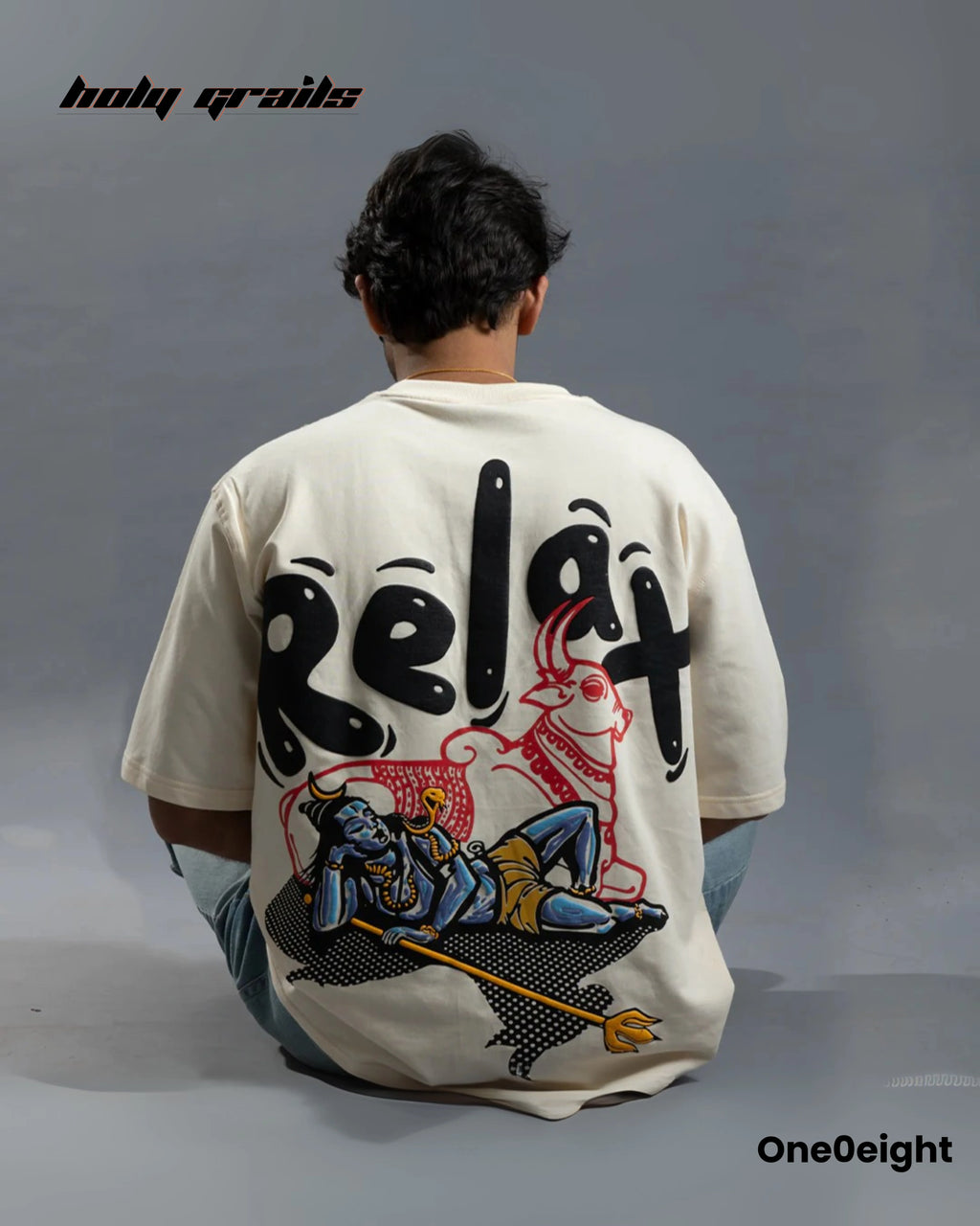 NidraShankar Cream Oversize Tee HG x One0eight