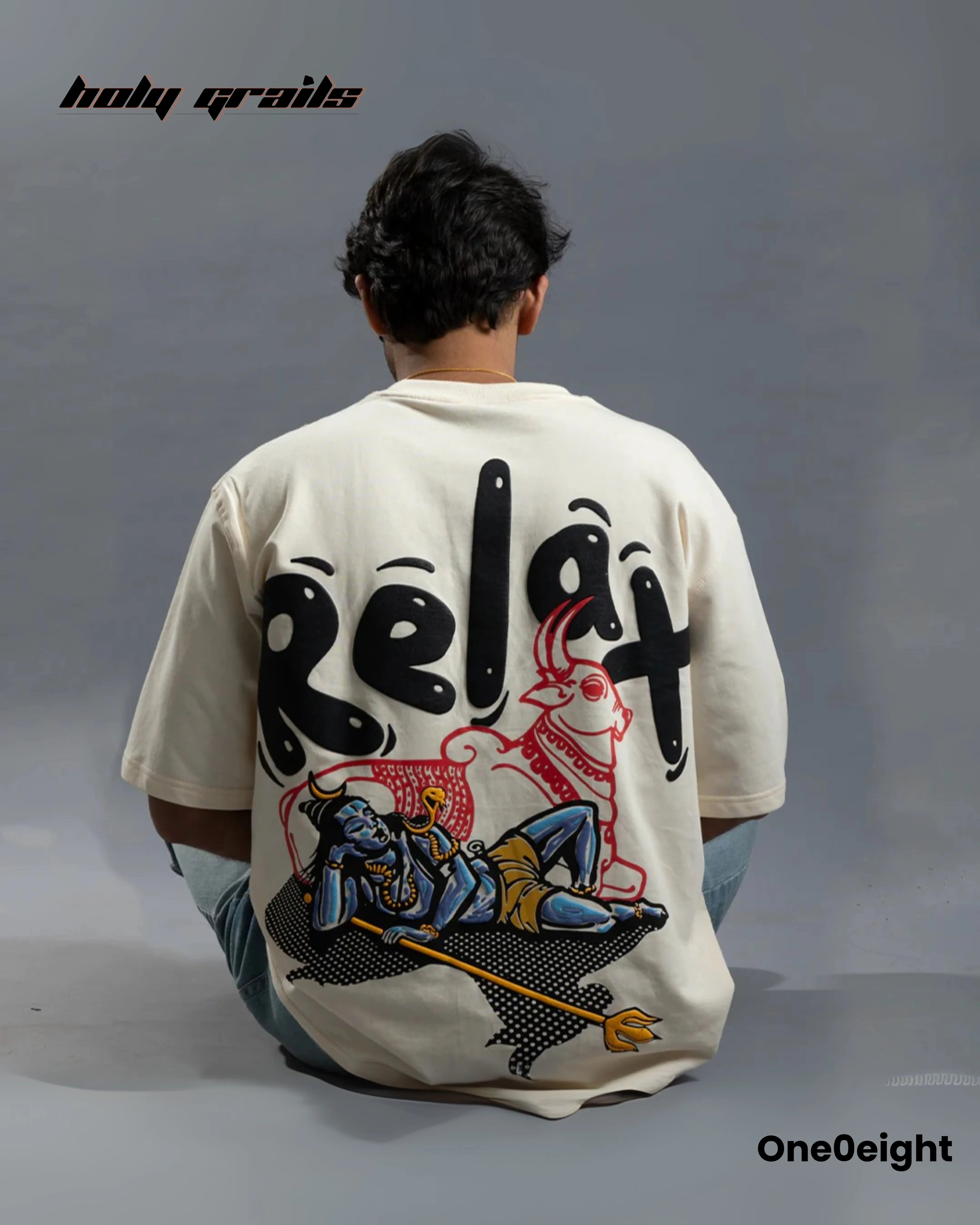 NidraShankar Cream Oversize Tee HG x One0eight