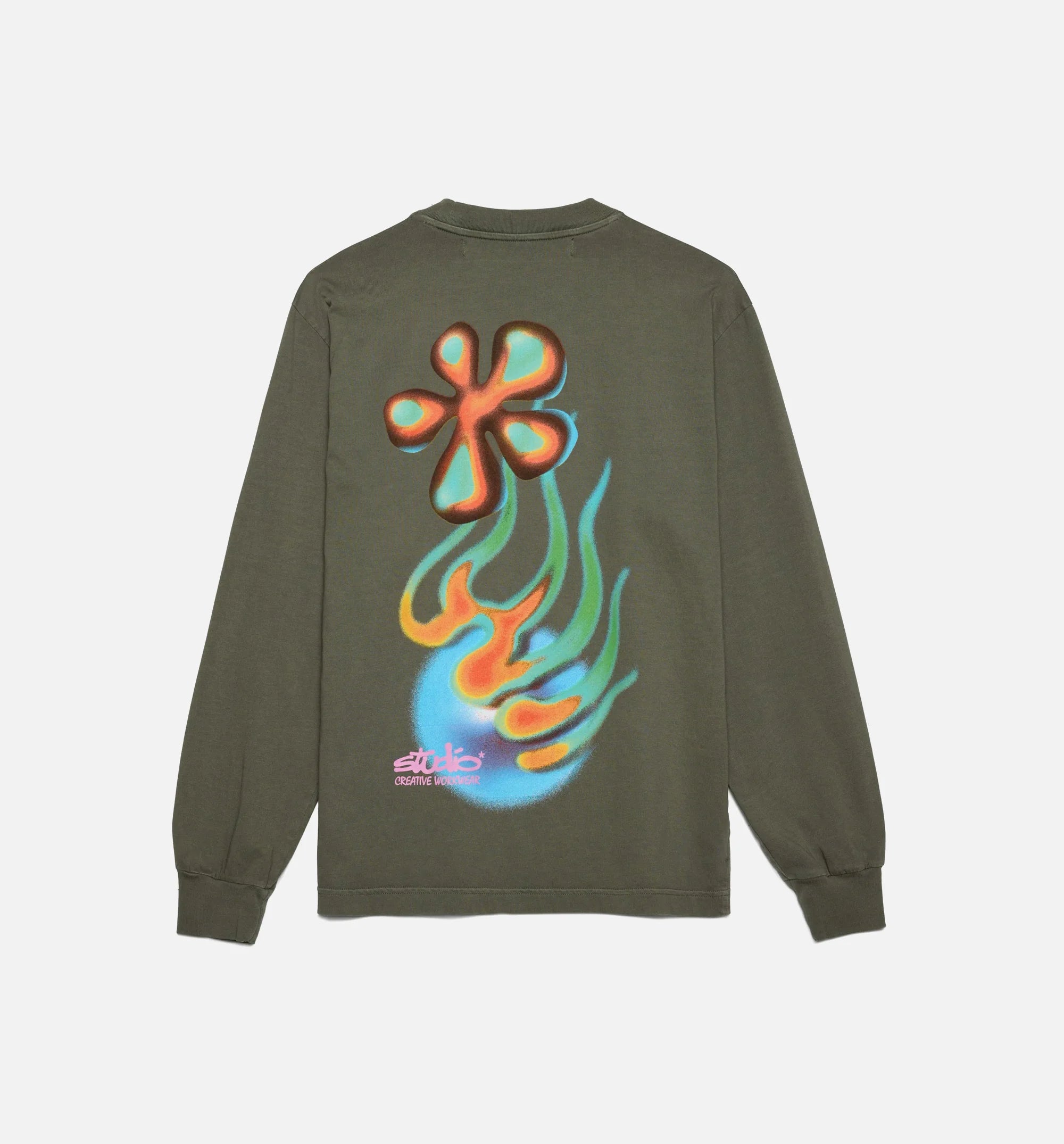 Studio Flora Mens Long Sleeve Shirt Olive