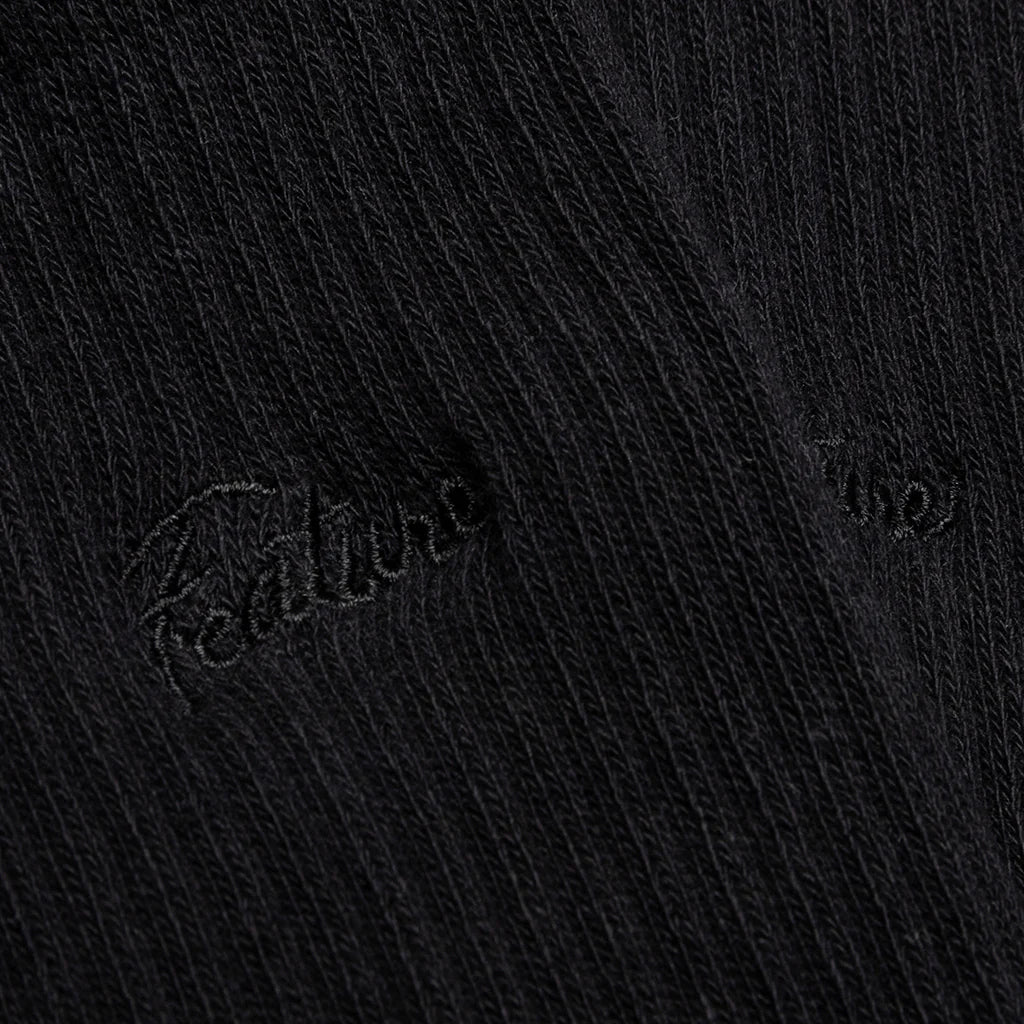 Tonal Script Crew Sock Black 3 Pack