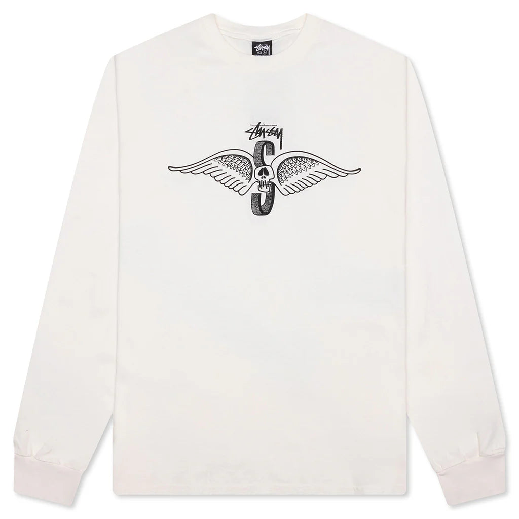 Skull Wings Pigment Dyed L S Tee Natural