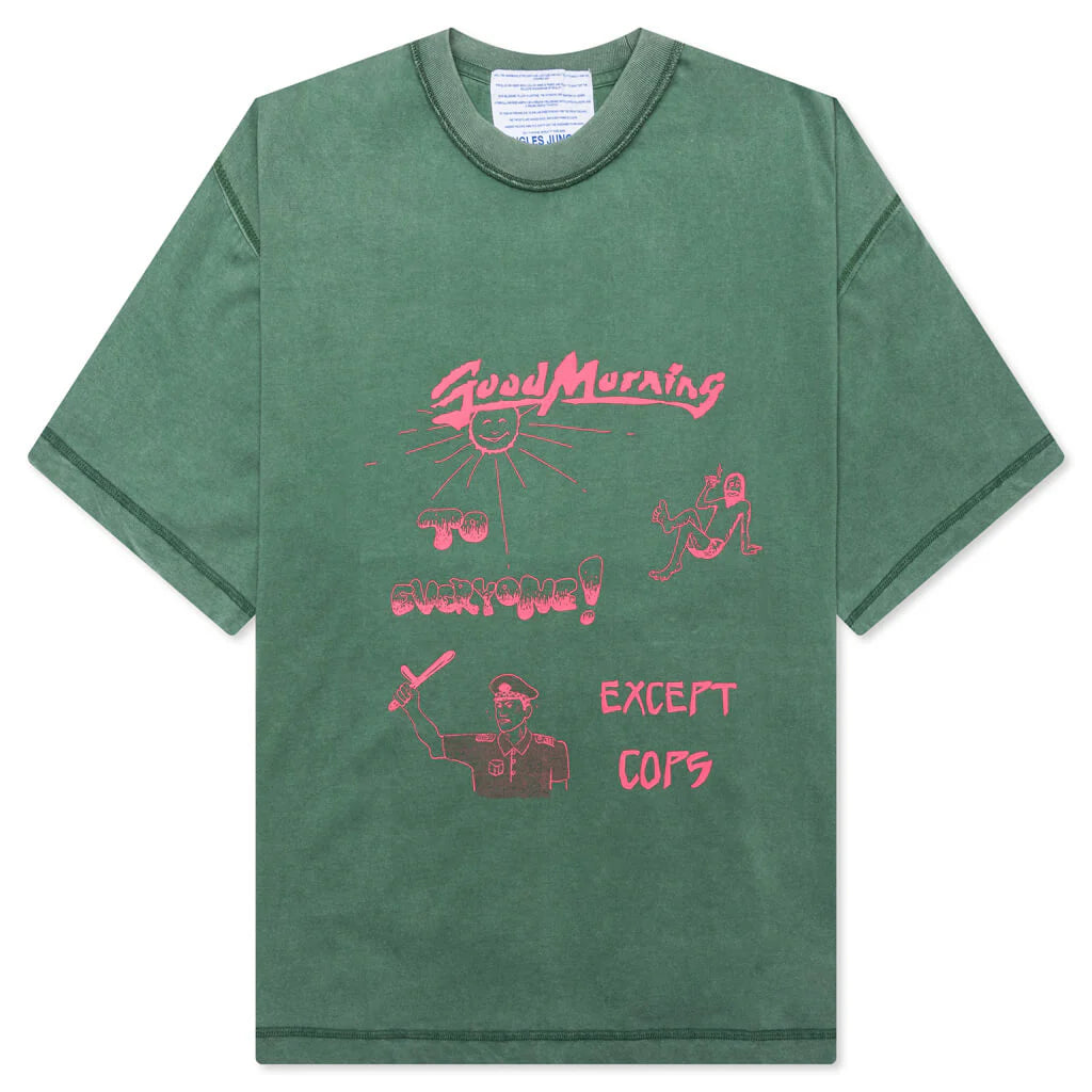 Good Morning Cops Vintage Wash Tee Washed Green