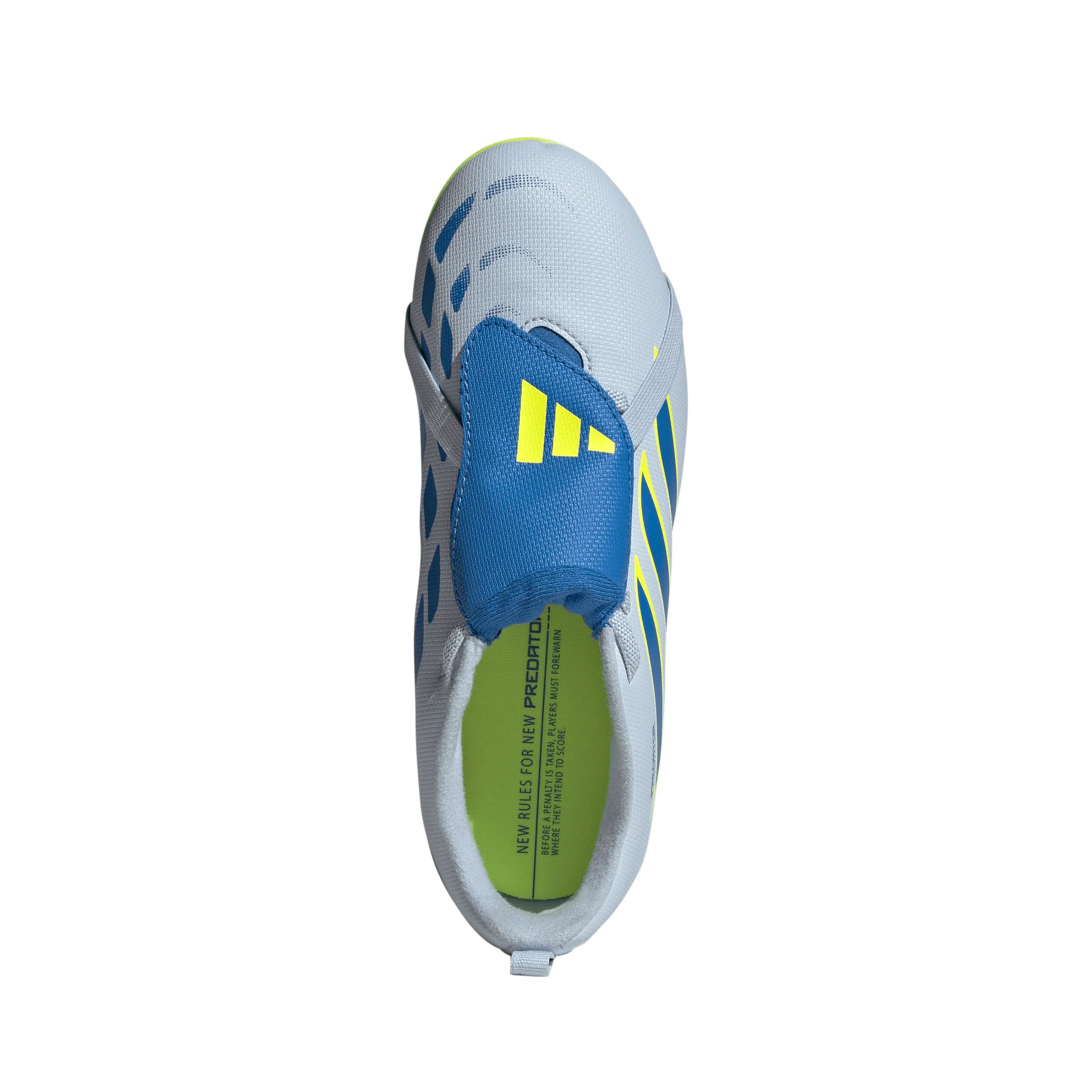 adidas Predator Club Fold Over Tongue Elastic Laces FG MG Firm Ground Multi Ground Youth Soccer Cleats Sky Blue Yellow