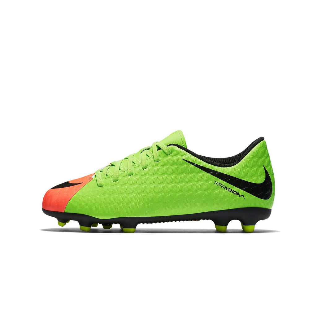 Nike Kids Jr Hypervenom Phade III FG Firm Ground Football Boot Electric Green Black