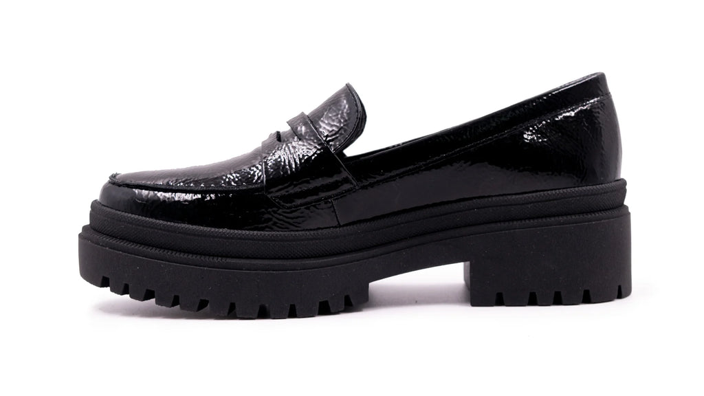 Mocasines Hispana Negro Alto Brillo para Mujer