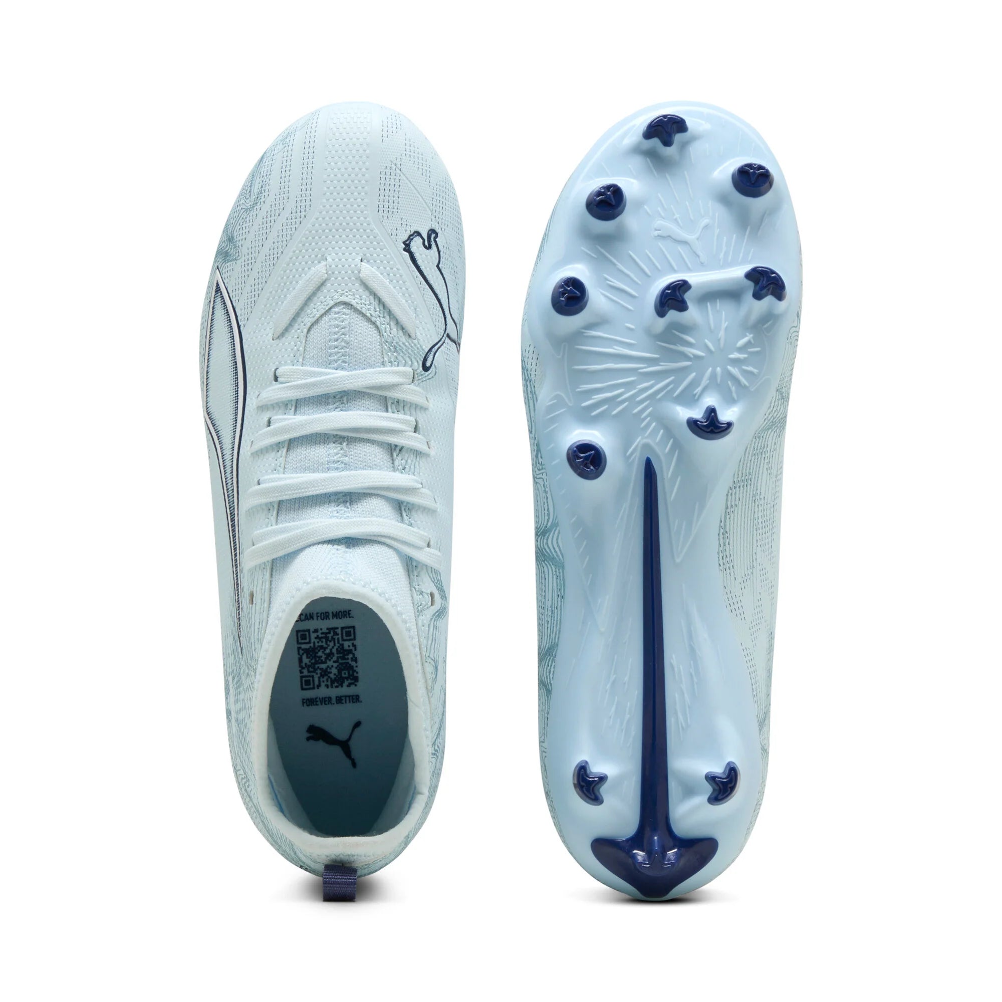 PUMA Ultra 6 Match FG AG Firm Ground Artificial Ground Youth Soccer Cleats Icy Blue White