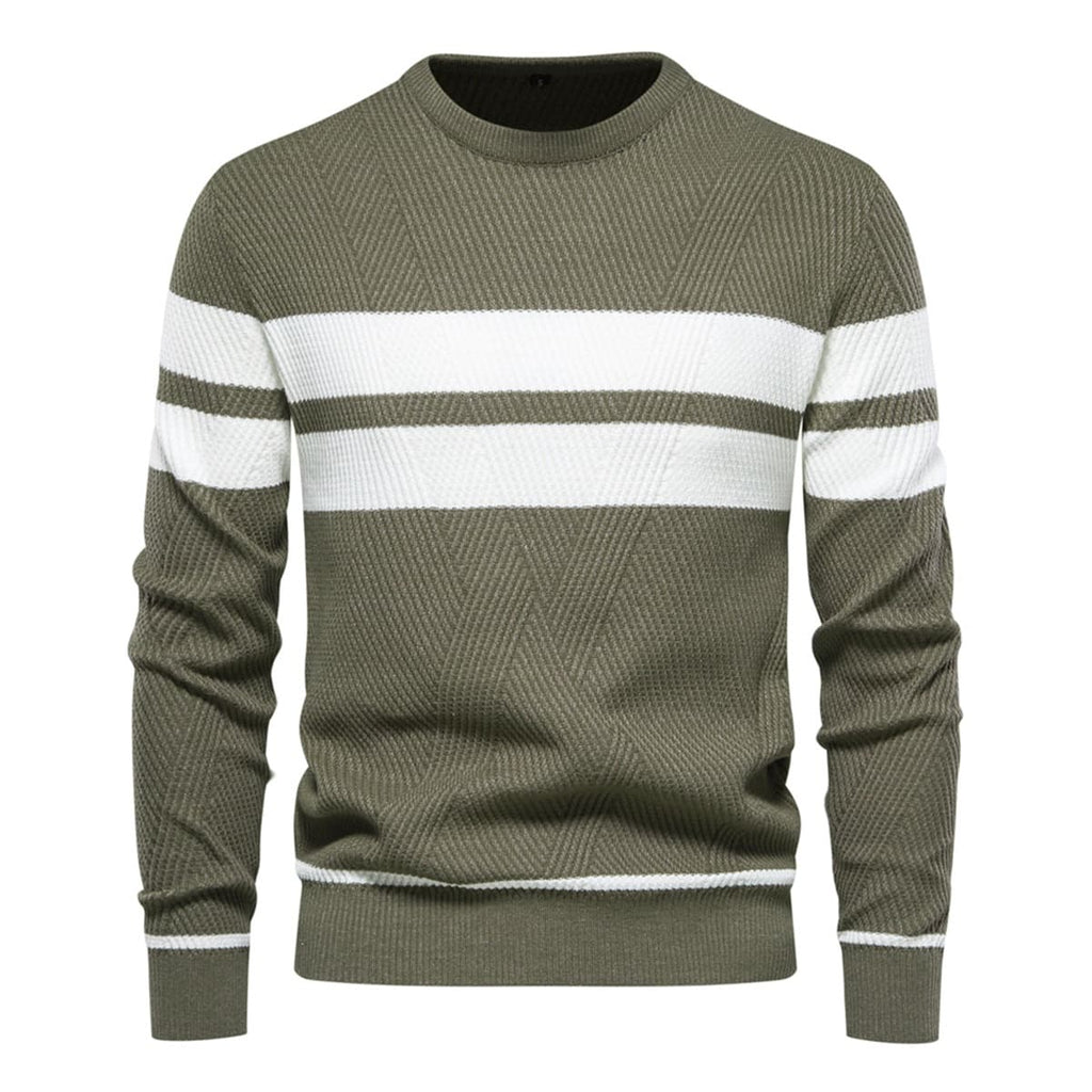 Mens Crew Neck Pullover Striped Sweater