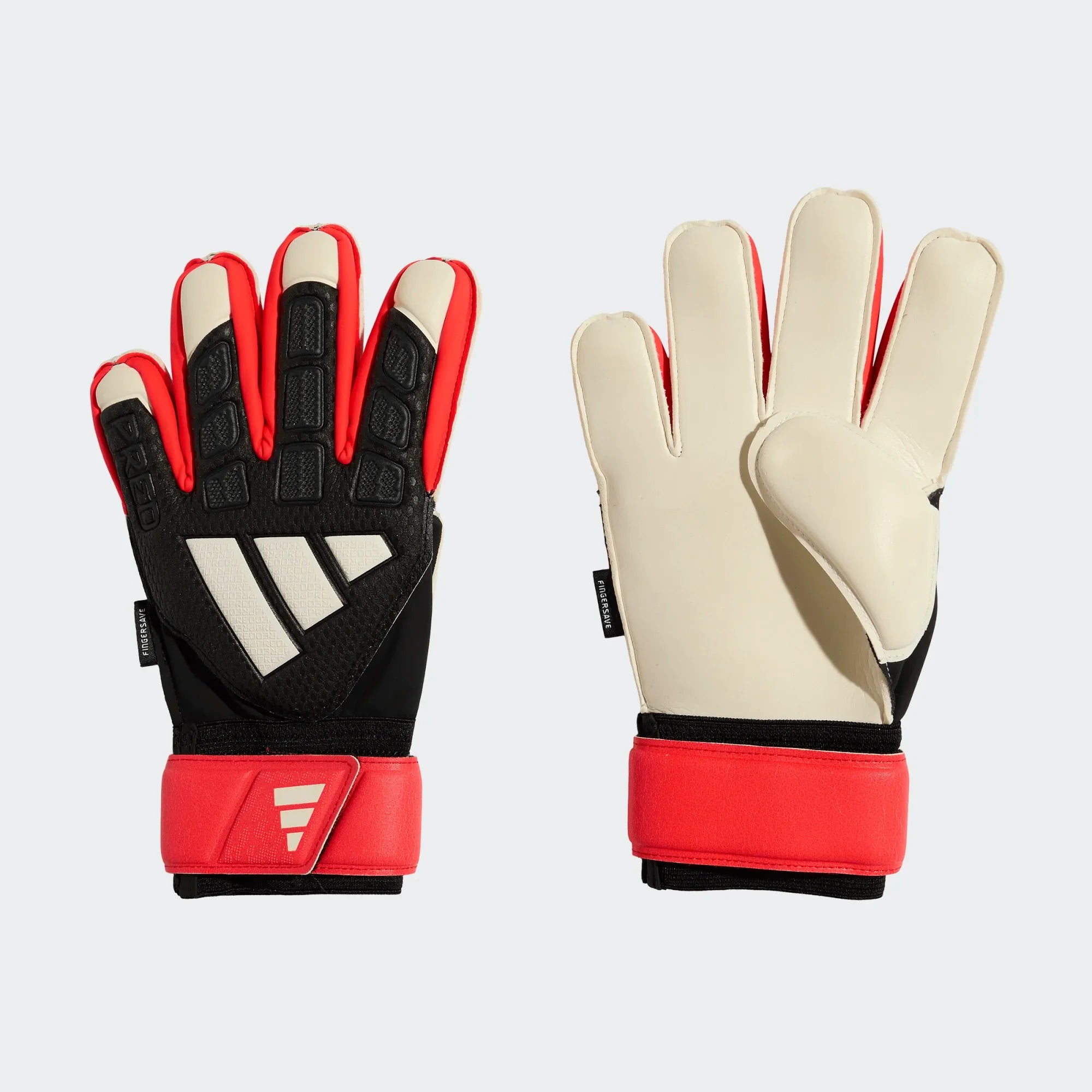 adidas Predator Match Fingersave Goalkeeper Youth Soccer Glove Black Red White