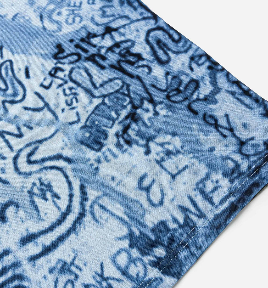 AJ 85 Graphic Mens Short Sleeve Shirt Blue Black
