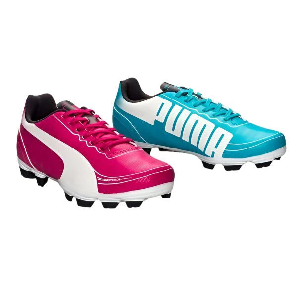 PUMA Kids evoSPEED 52 FG Firm Ground Soccer Cleats Jr Purple Blue Bird White