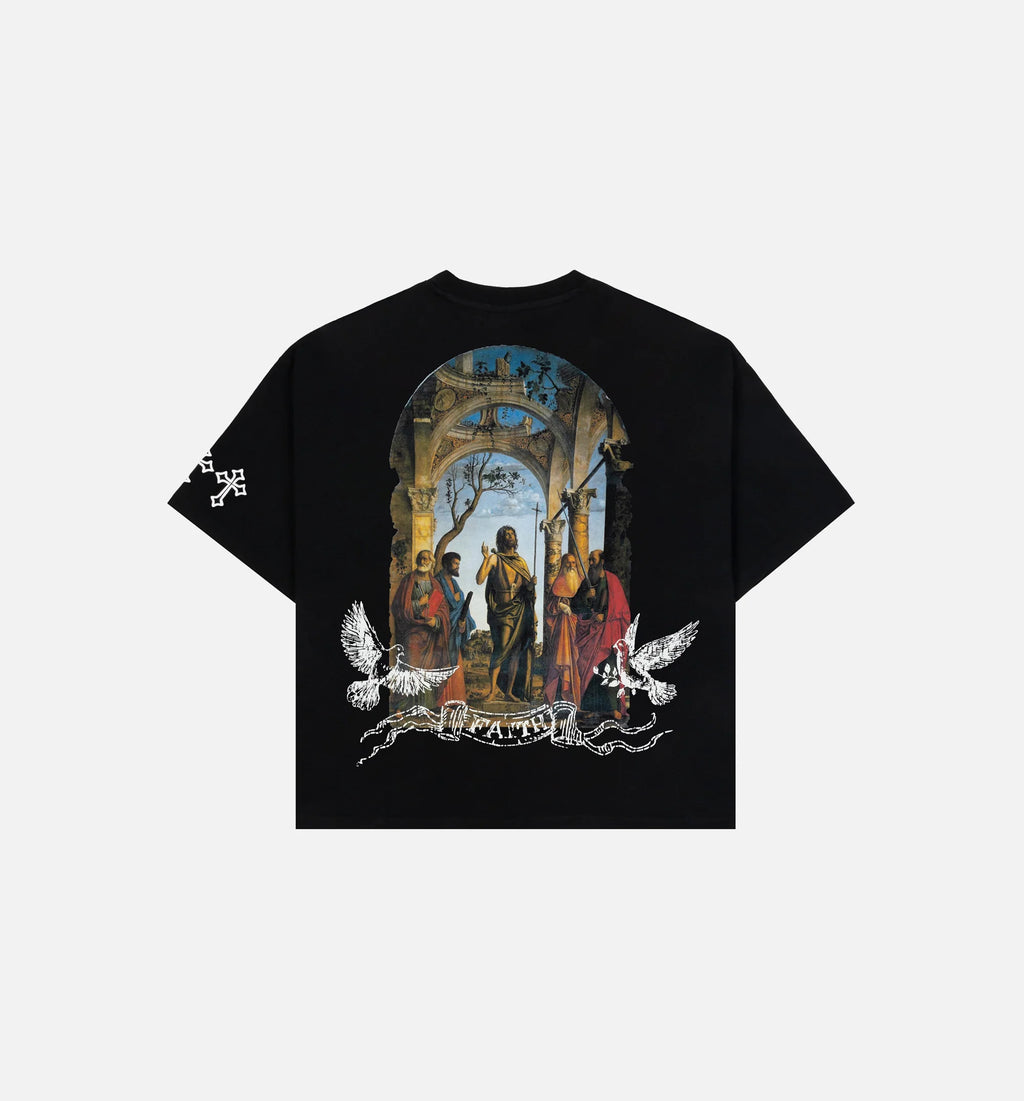 The Faith Mens Short Sleeve Shirt Black White