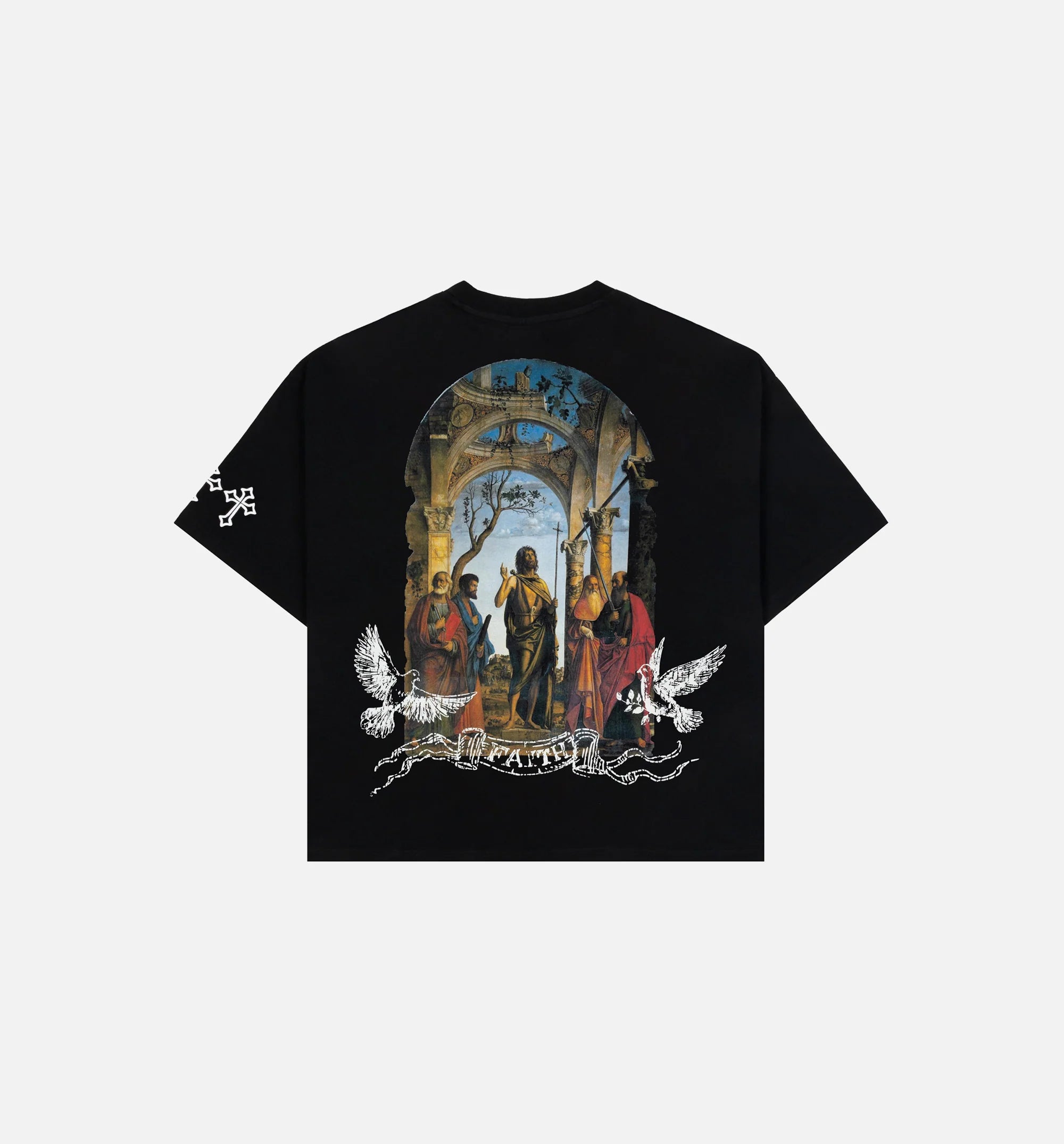 The Faith Mens Short Sleeve Shirt Black White