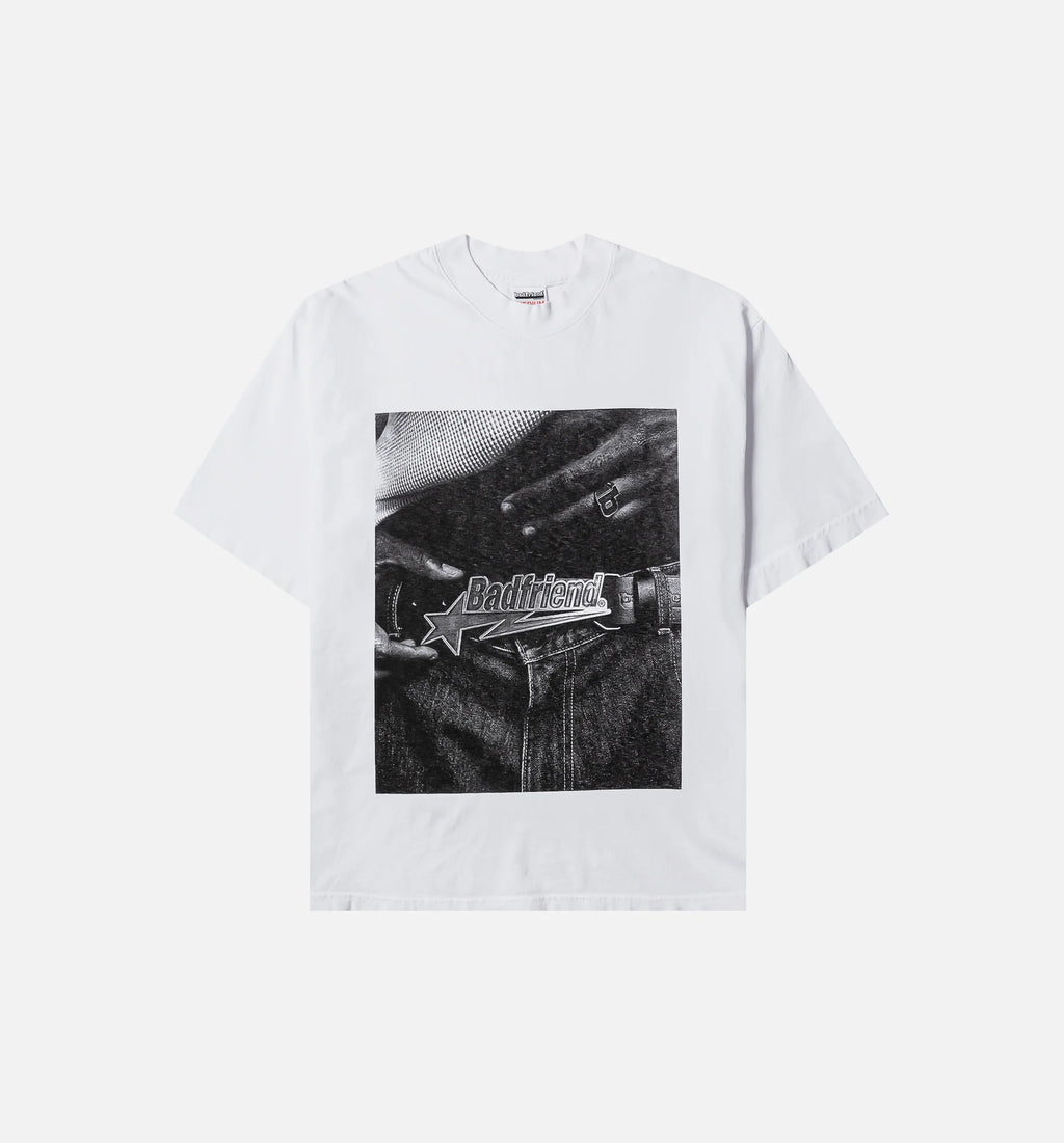 Star Logo Photo Mens Short Sleeve Shirt White