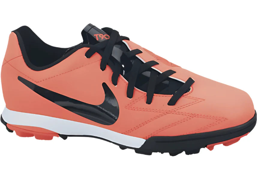 Nike Jr T90 Shoot IV TF Turf Soccer Cleats Bright Mango Black Total Crimson