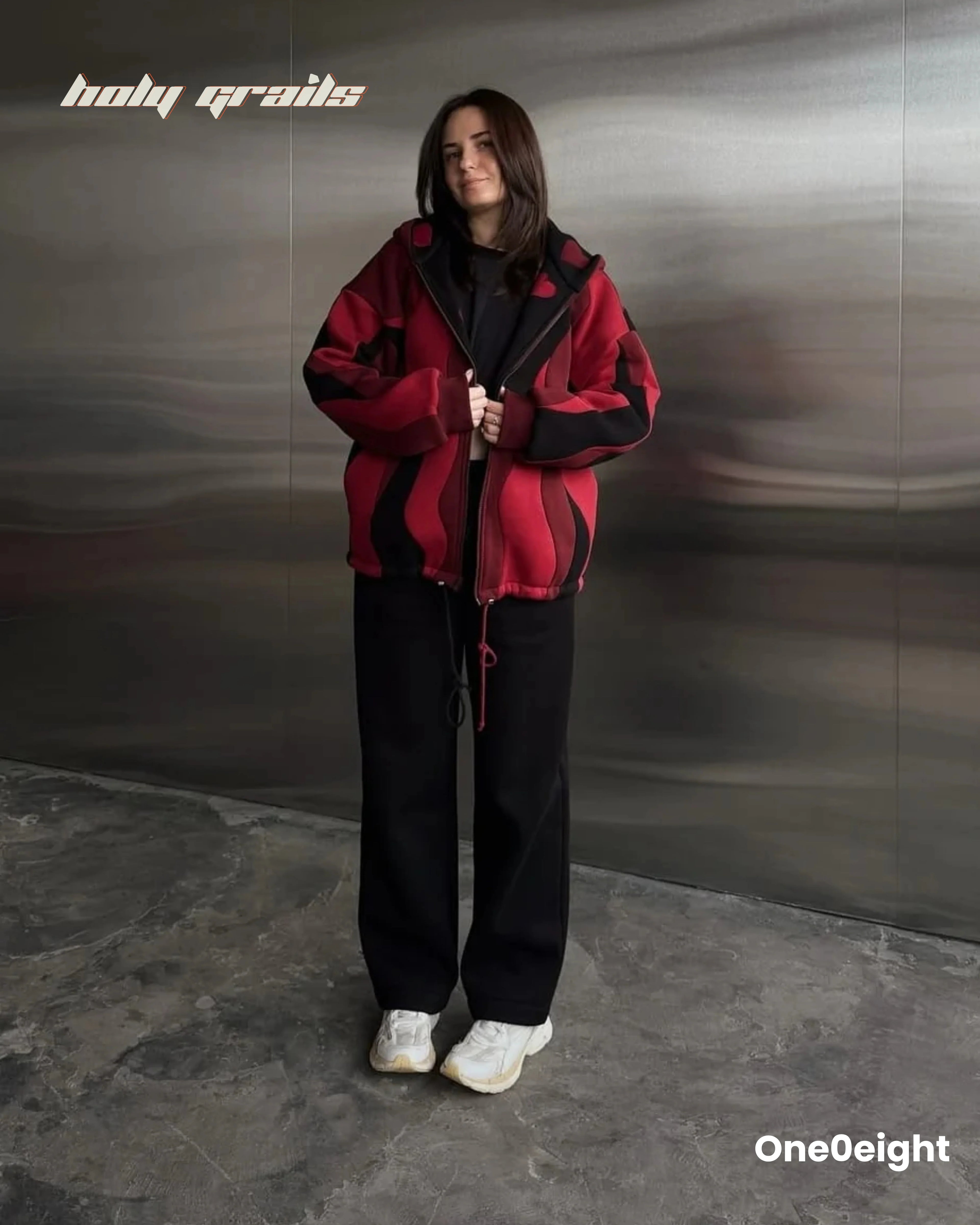 Heart on Fire Reversible Zipper Hoodie HG x One0eight