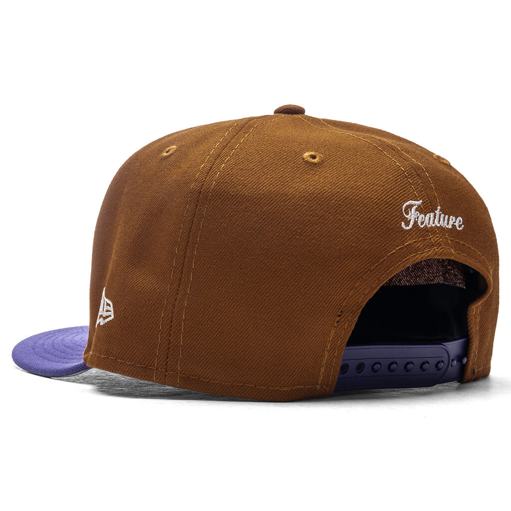Feature x New Era Old English F Snapback Peanut New Orchid