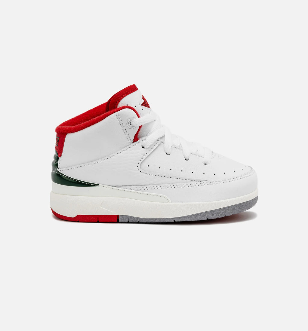 Air Jordan 2 Retro Italy Infant Toddler Lifestyle Shoe Black Fire Red Sail Cement Grey
