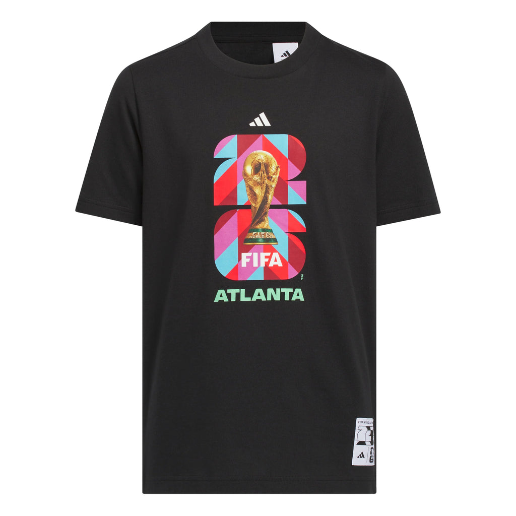adidas FIFA World Cup 26 Host City Atlanta Graphic Youth Soccer T Shirt Black