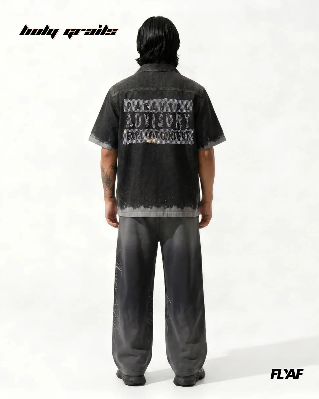 Black Advisory Denim Half Sleeve Shirt HG x FLYAF