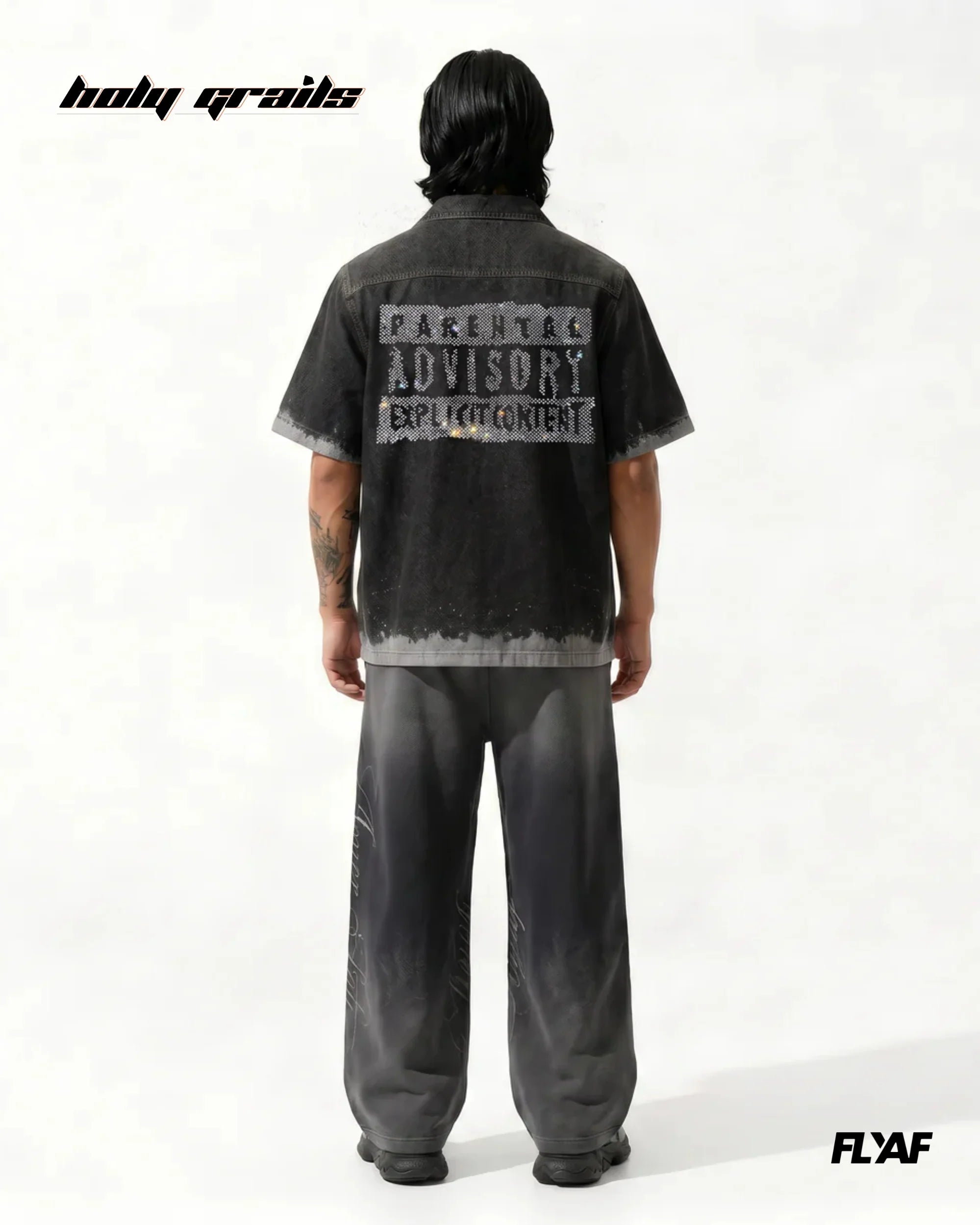 Black Advisory Denim Half Sleeve Shirt HG x FLYAF