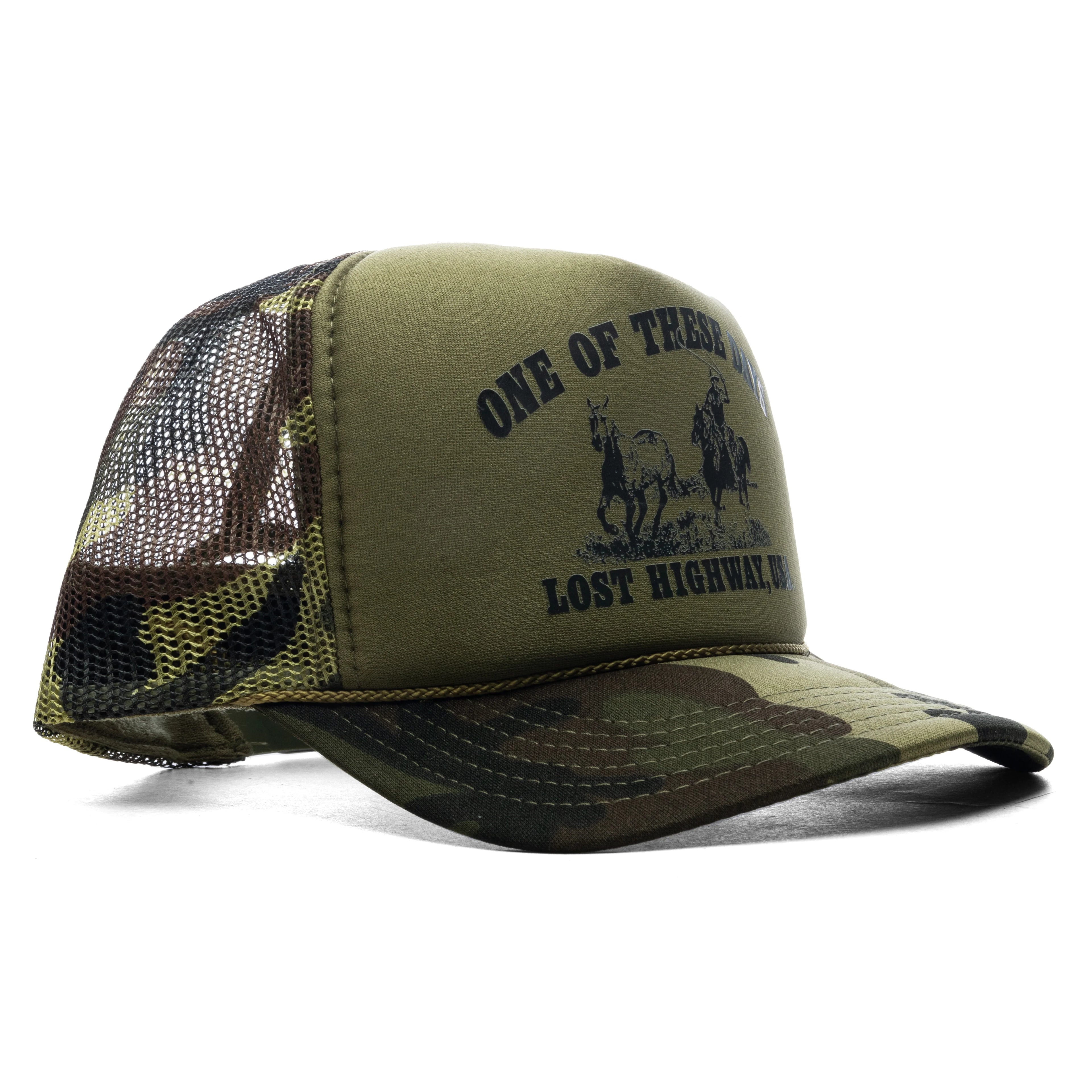 Lost Highway Foam Trucker Hat Dark Green Camo