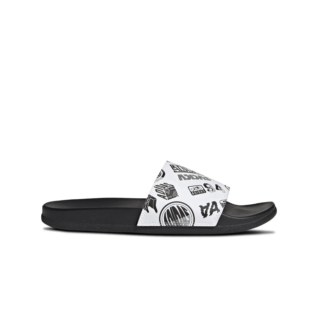 adidas Mens Adilette Comfort Slides White Black