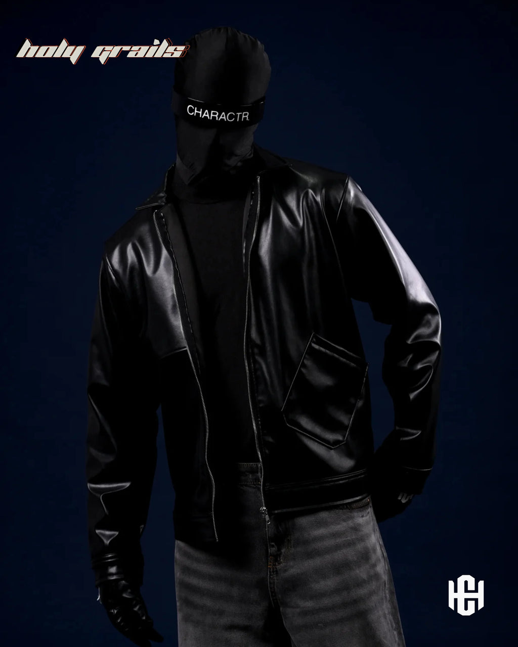 Flap Black Vegan Leather Jacket HG x Charactr