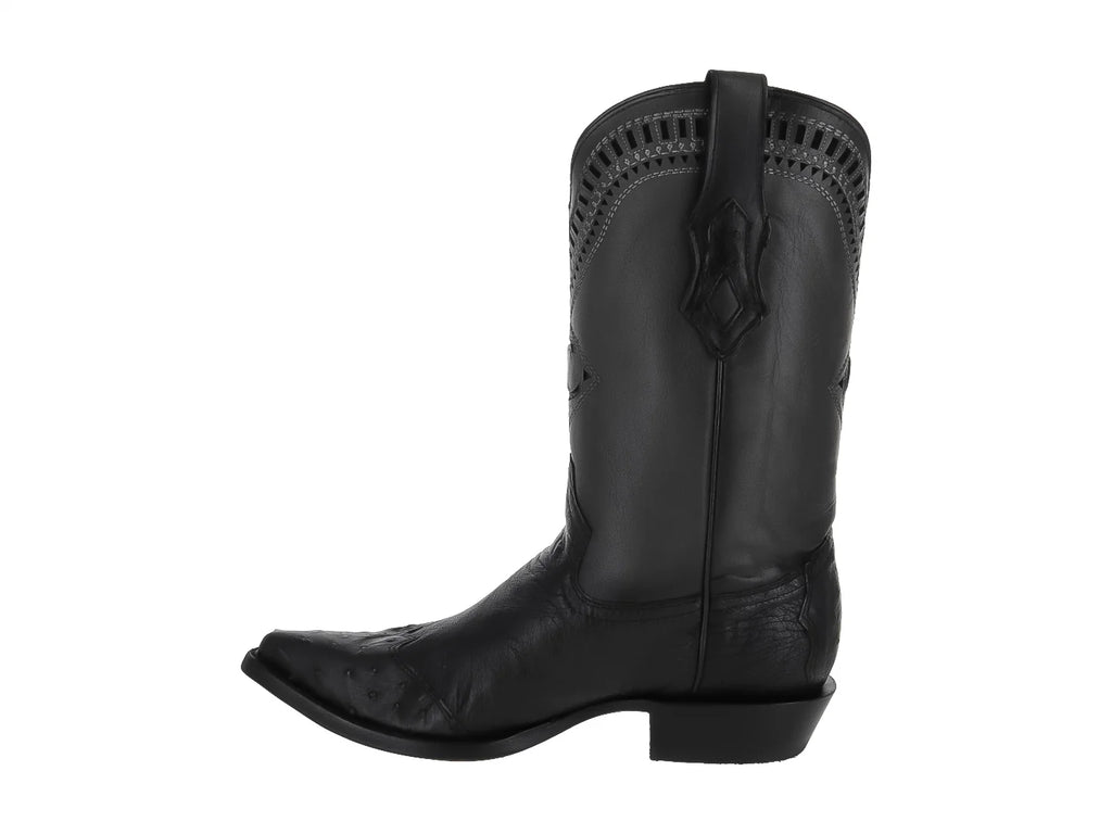 Botas Vaqueras Cuadra de Piel de Avestruz Negro