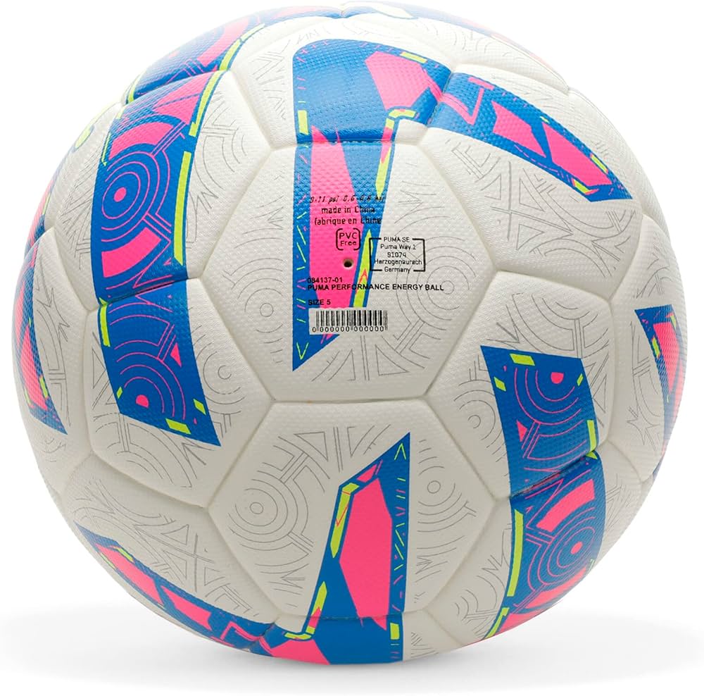 PUMA Performance Energy Soccer Ball Ultra Blue Yellow Alert Luminous Pink