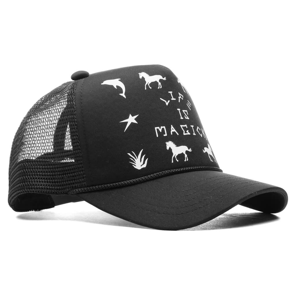 Life Is Magick Trucker Hat Black