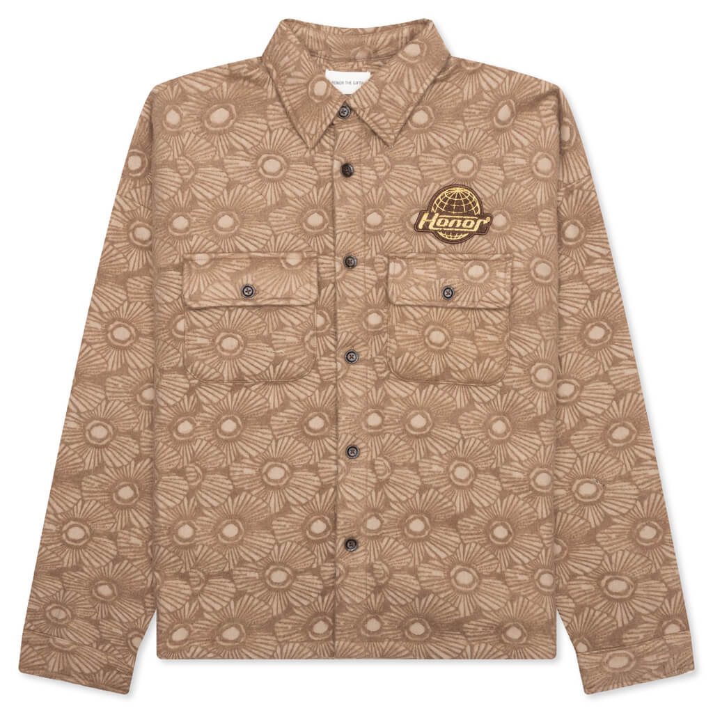 Floral Cover Shirt Tan