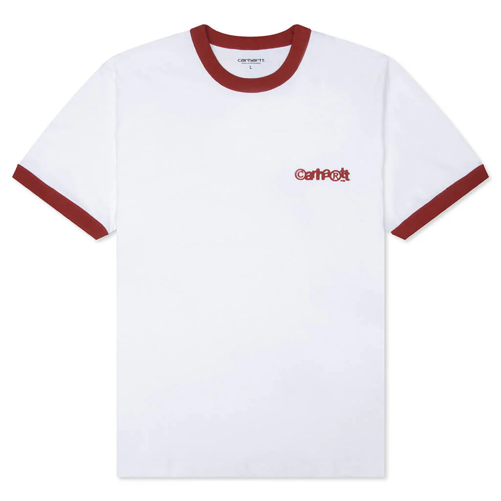 S S Ip Ringer T Shirt White Red Red