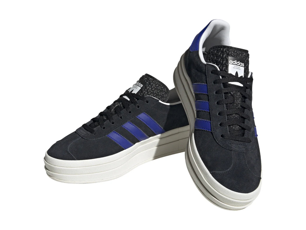 Tenis Adidas Gazelle Bold Negro Azul y Dorado para Mujer