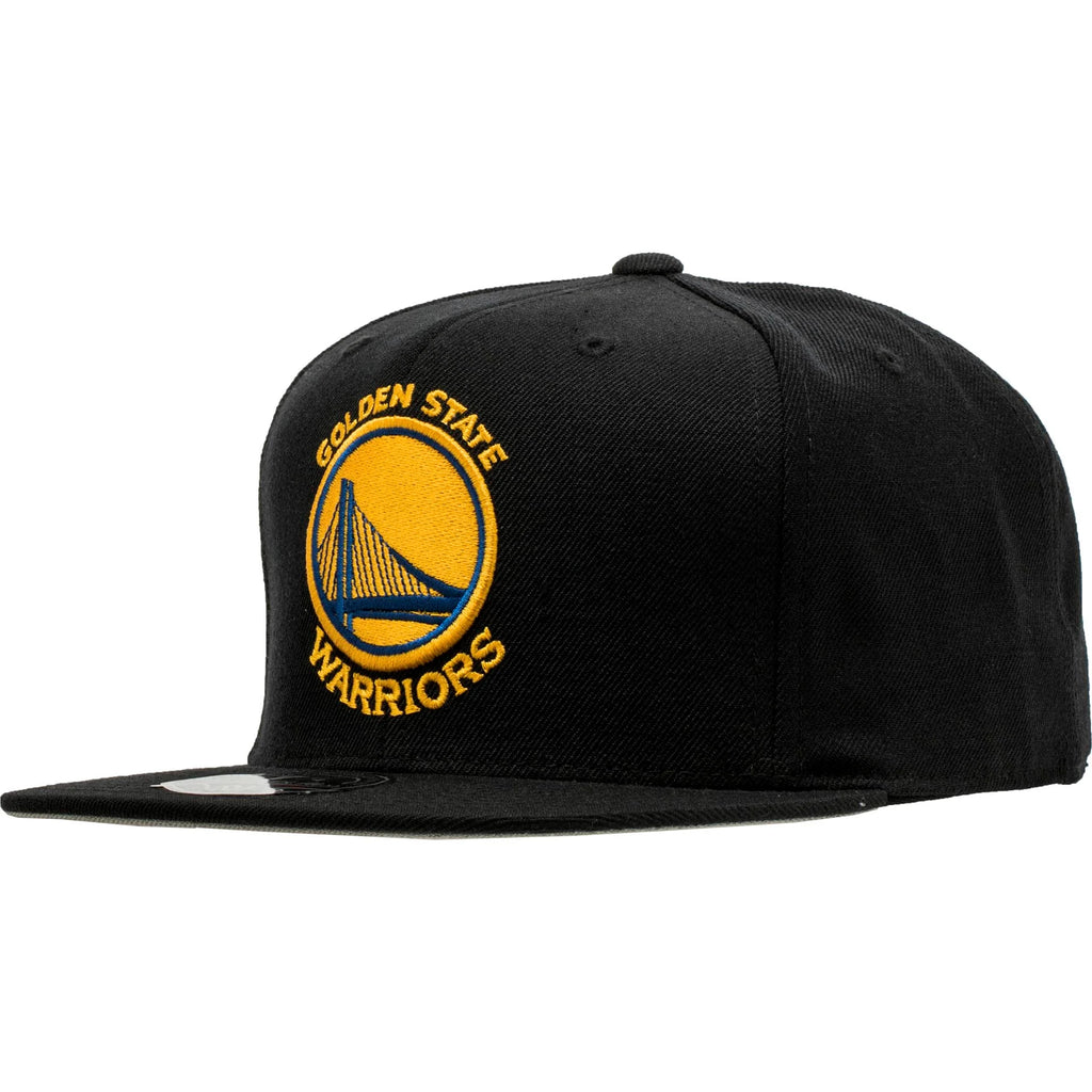 Golden State Warriors NBA High Crown Fitted Hat Mens Black Yellow