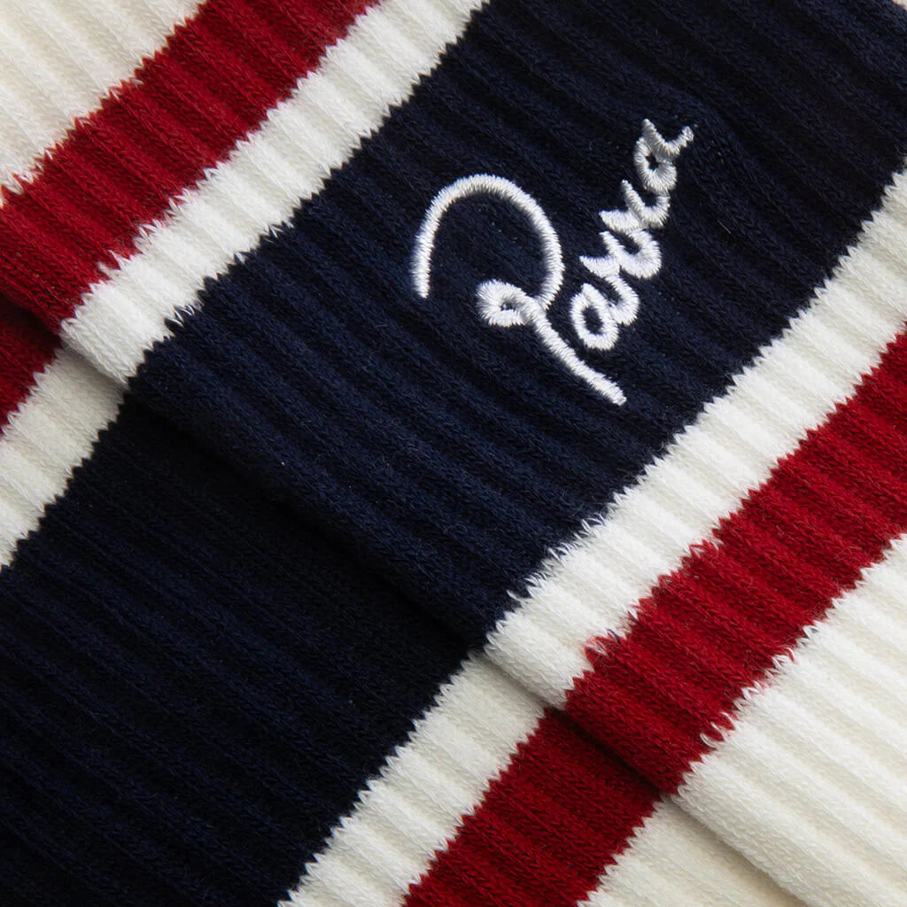 Signature Striped Crew Socks White