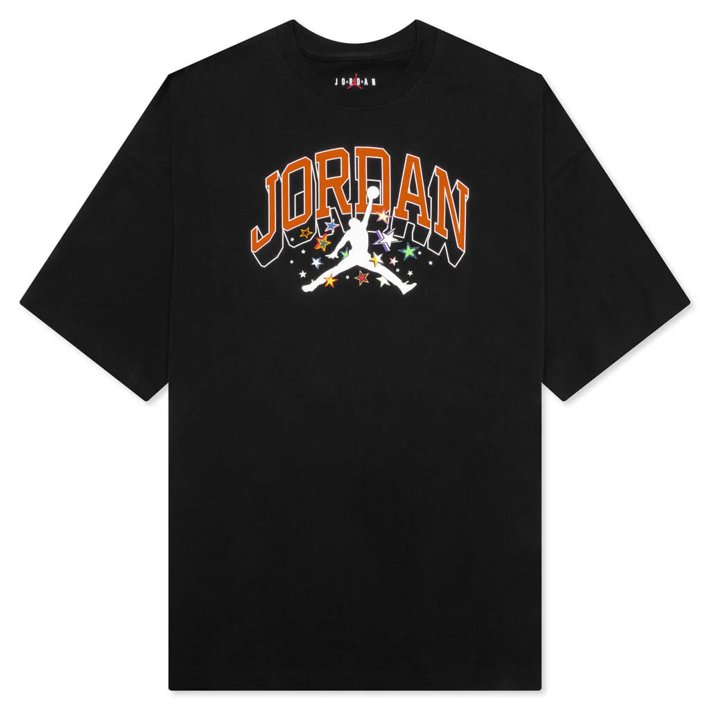 Womens Oversized Flight T Shirt Black Orange Grey