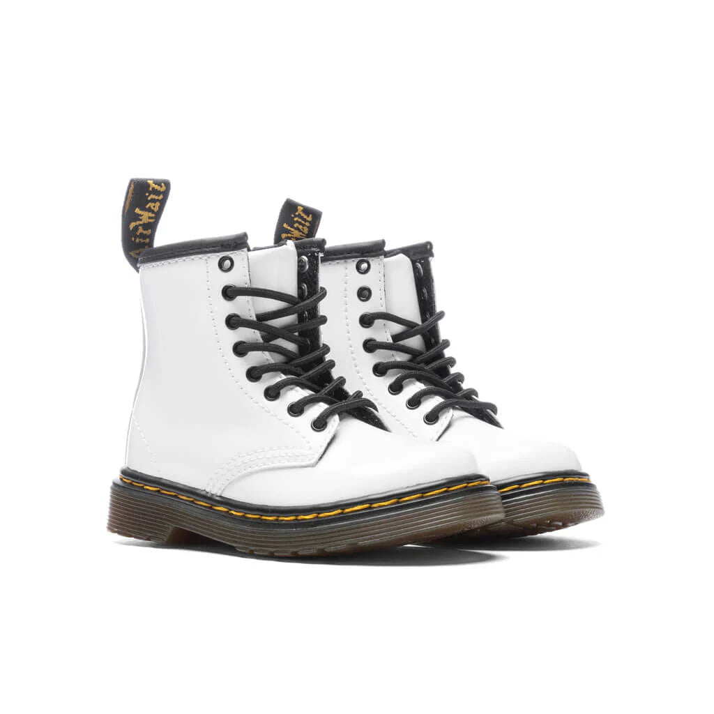 Toddler 1460 Patent Leather Boots White Patent Lamper