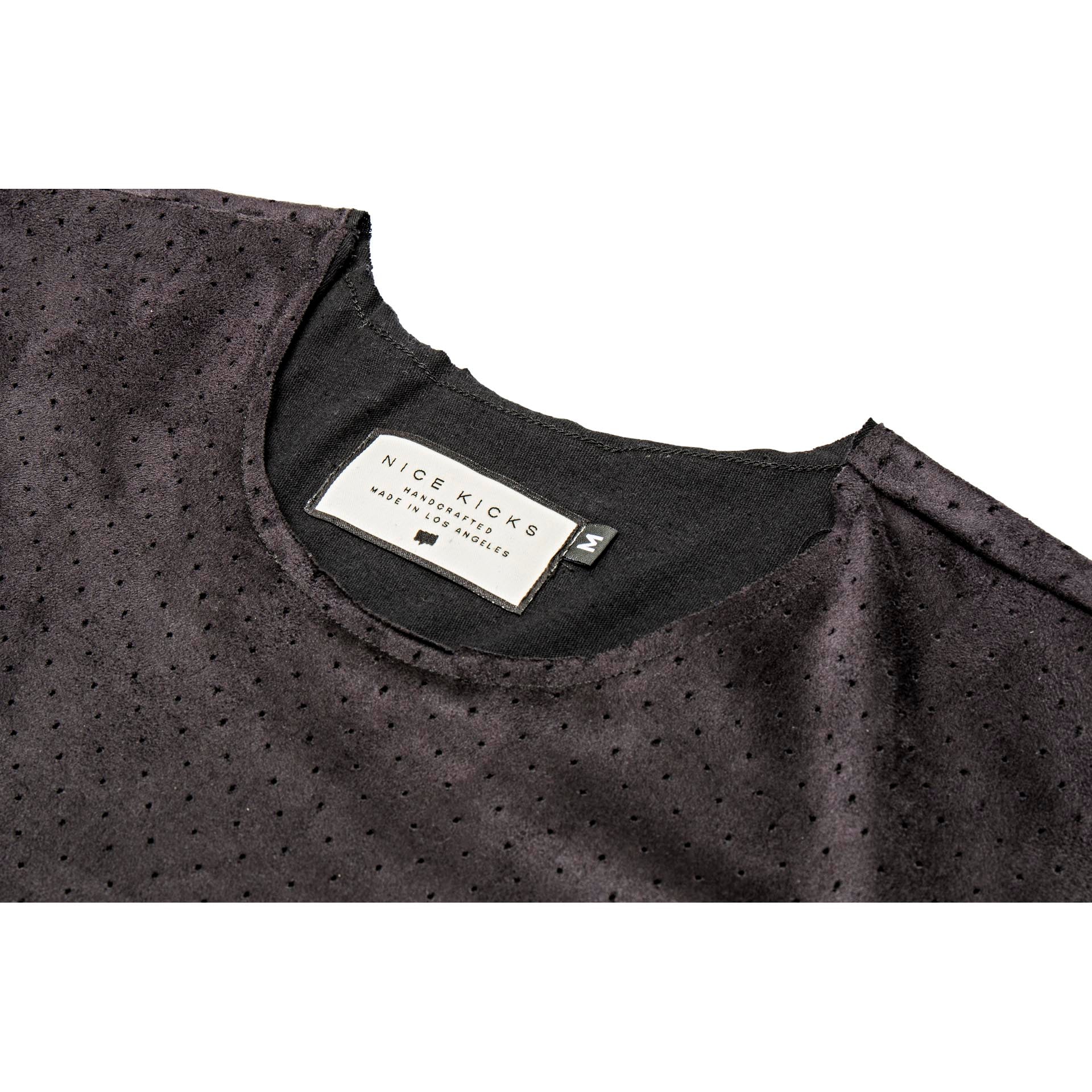 Double Layer Micro Suede Long Tee Mens T Shirt Black