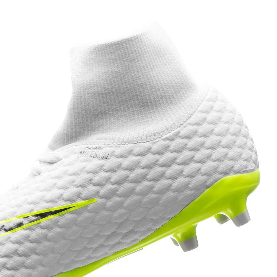 Kids Nike Jr Hypervenom Phantom 3 Academy Dynamic Fit FG Firm Ground Football Boot White Grey Volt