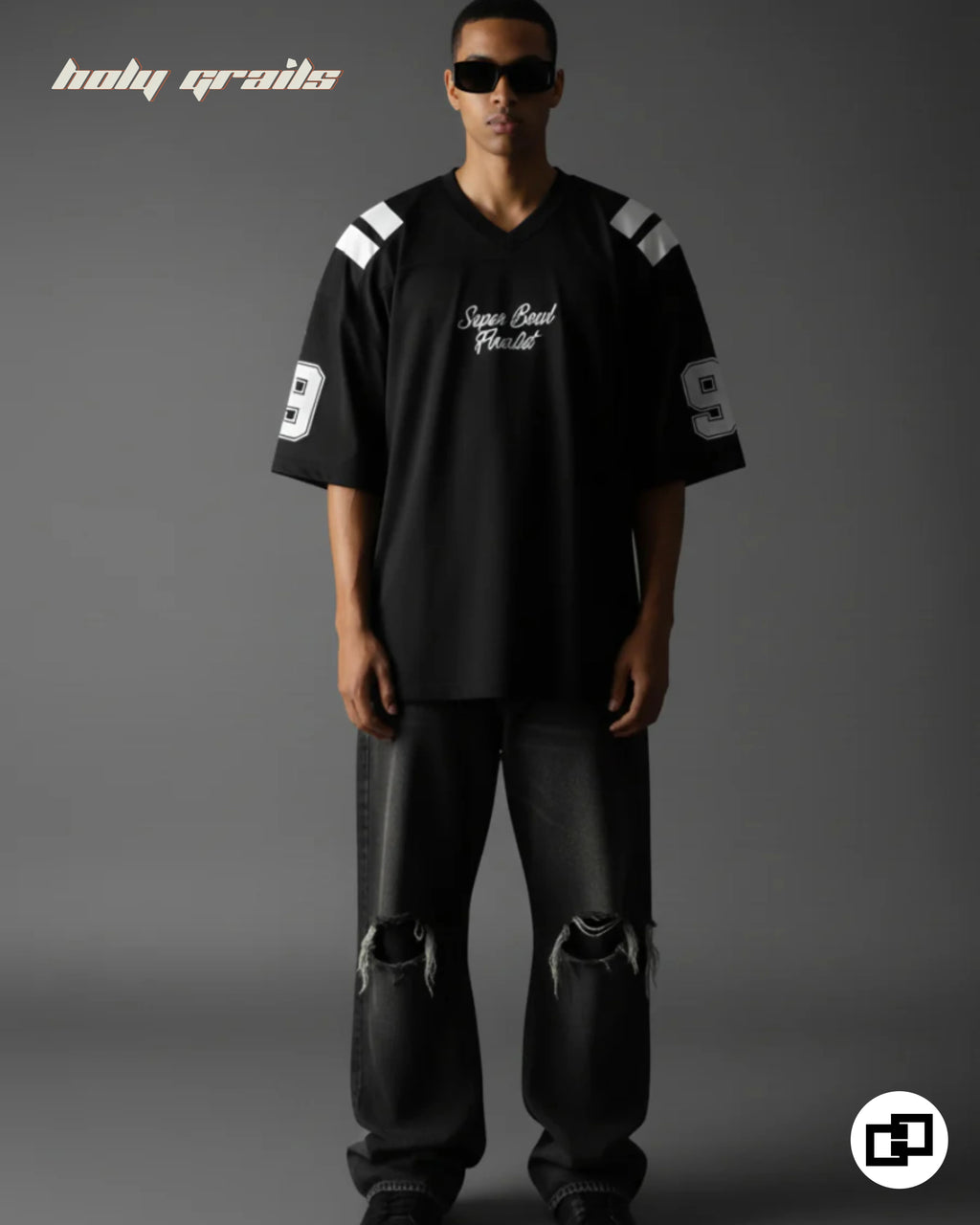 Varsity Black Oversize Tee HG x Grey Hound