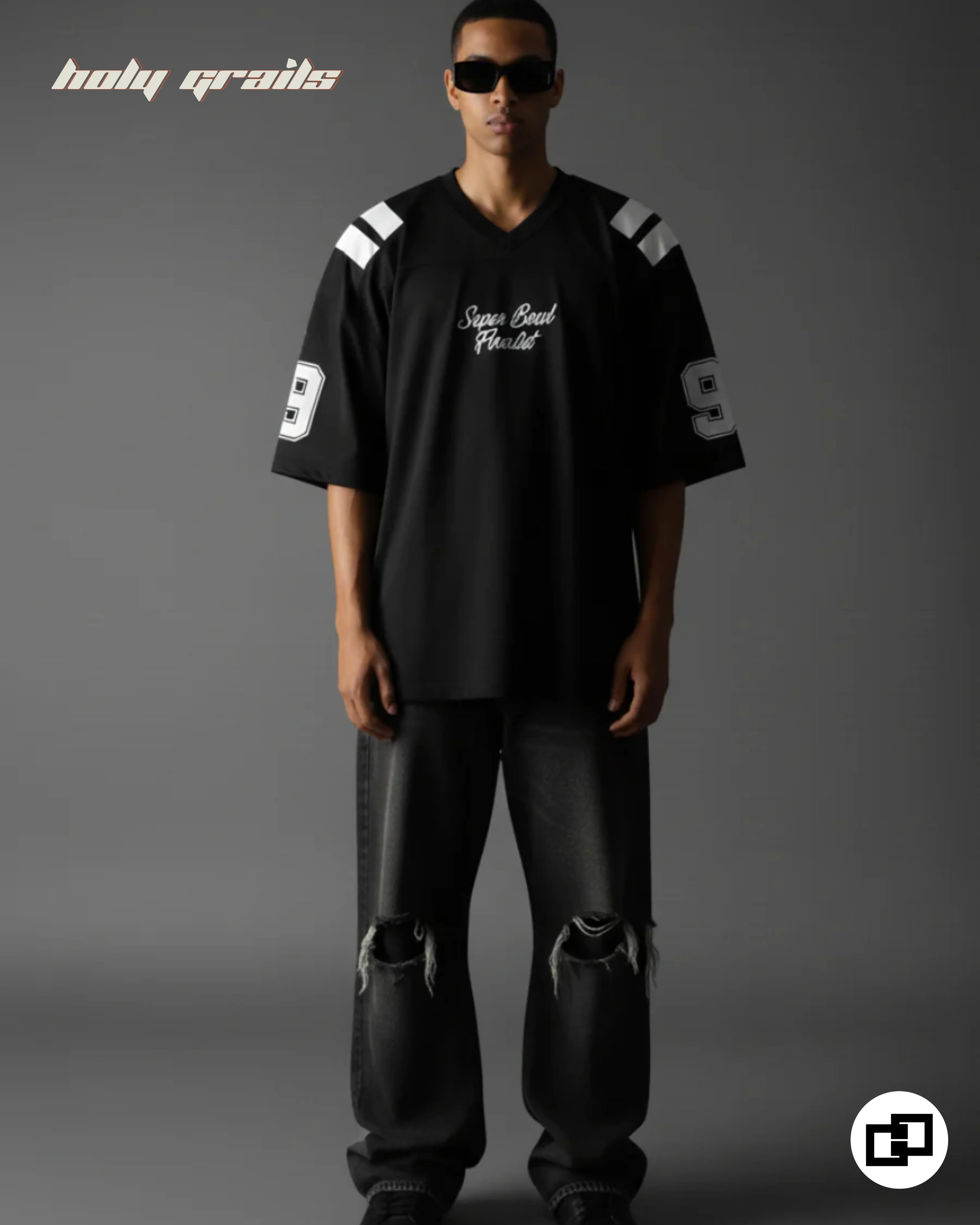 Varsity Black Oversize Tee HG x Grey Hound