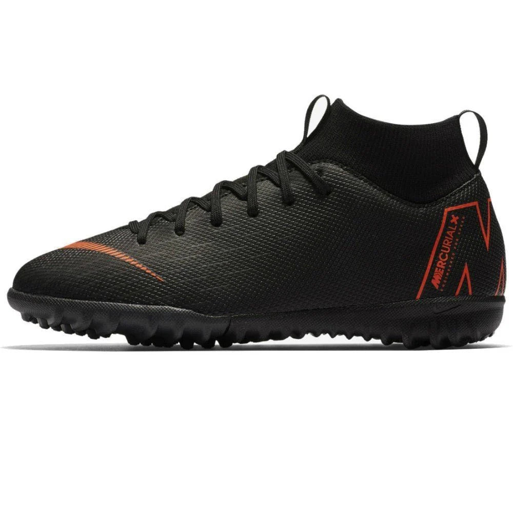 Nike JR Superflyx 6 Academy TF Turf Soccer Cleats Black Orange White