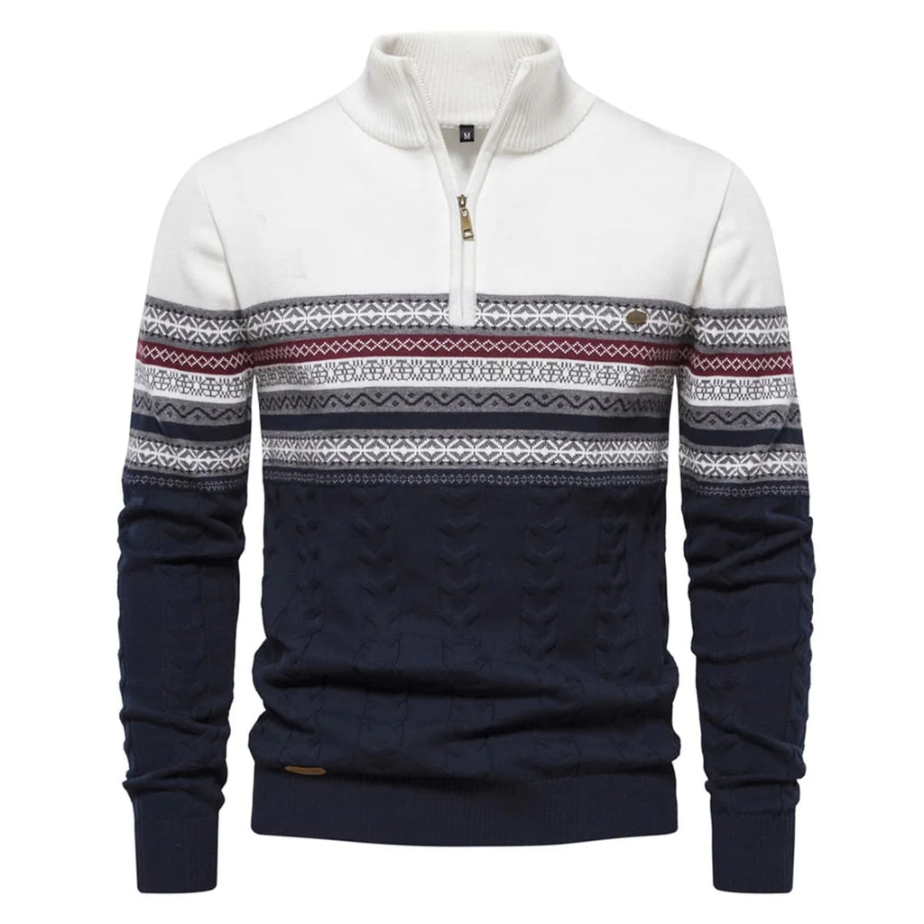 Mens Half Zip Stand Collar Polo Sweater